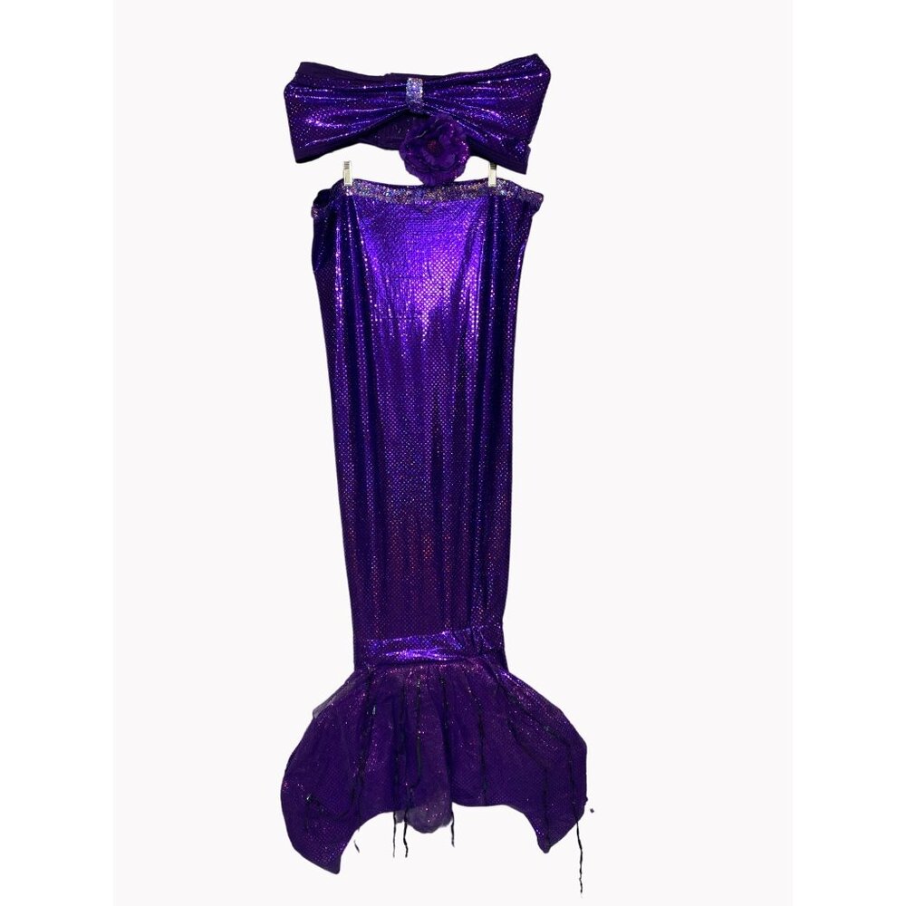Mermaid Merman Purple Sparkle 3 Piece Adult L XL Costume Drama Dept As Is
